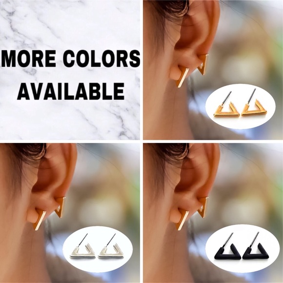 ⚜️[𝟯/$𝟭𝟴]⚜️Silver Triangle Simple Earrings NEW - Picture 4 of 5